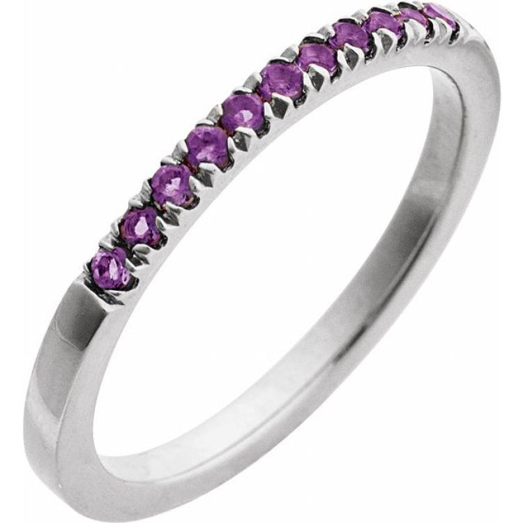 10K White Gold Natural Amethyst Stackable Ring