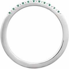 10K White Gold Natural Emerald Stackable Ring