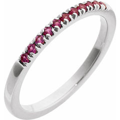 10K White Gold Natural Ruby Stackable Ring