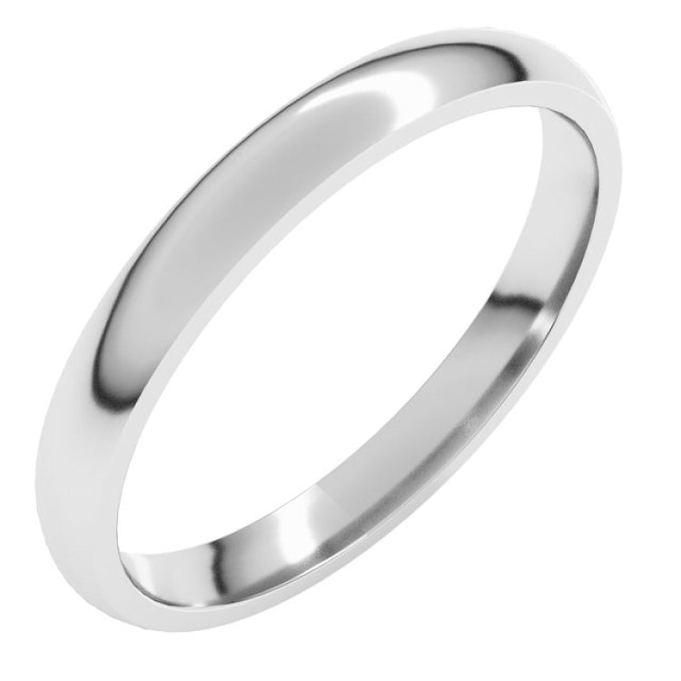 14K White Gold 2.5 mm Lightweight Comfort-Fit Half Round Band Size 7.5