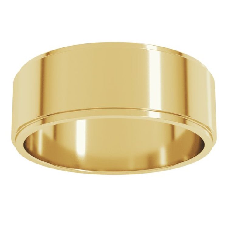 18K Yellow Gold 7 mm Stepped-Edge Flat Band Size 11.5