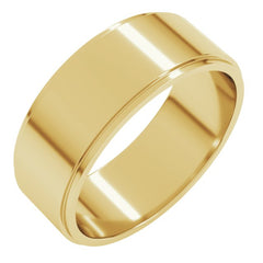 18K Yellow Gold 7 mm Stepped-Edge Flat Band Size 7.5