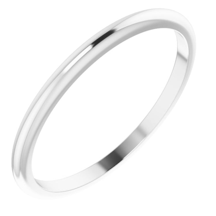 14K White Gold 1.5 mm Half Round Band Size 6.5