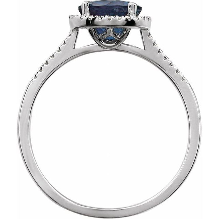 Sterling Silver Lab-Grown Blue Sapphire & .01 CTW Natural Diamond Ring