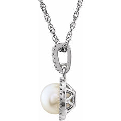 Sterling Silver Cultured White Freshwater Pearl & .01 CTW Natural Diamond 18" Necklace