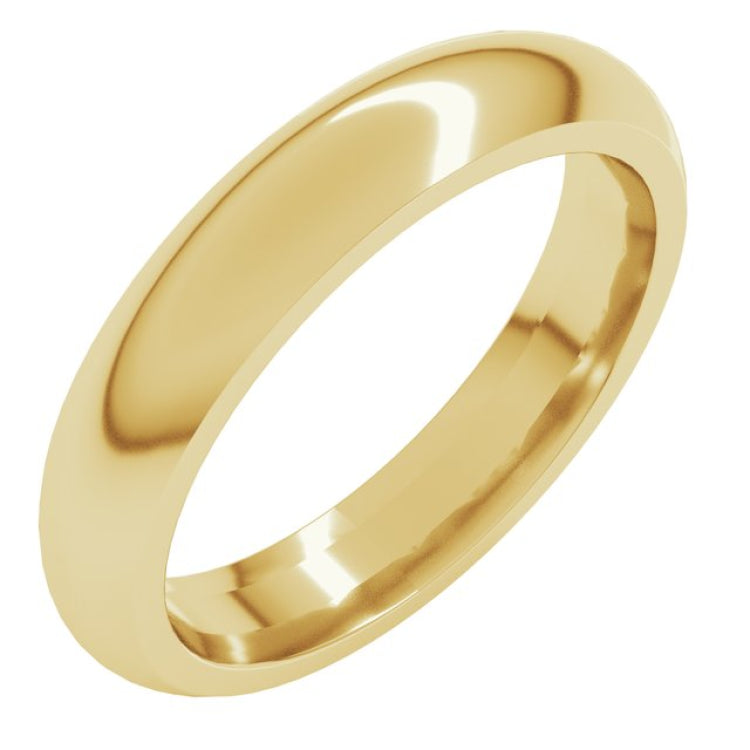 18K Yellow Gold 4 mm Comfort-Fit Half Round Band Size 10