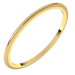 18K Yellow Gold 1 mm Half Round Band Size 4.5