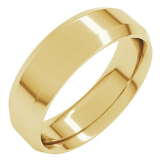 10K Yellow Gold 6 mm Beveled-Edge Comfort-Fit Flat Band Size 8