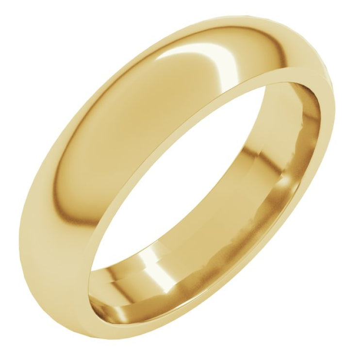 18K Yellow Gold 5 mm Comfort-Fit Half Round Band Size 7.5