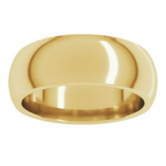 10K Yellow Gold 7 mm Comfort-Fit Half Round Band Size 7.5