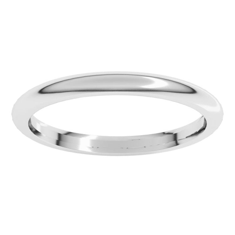 10K White Gold 2 mm Comfort-Fit Half Round Band Size 6.5