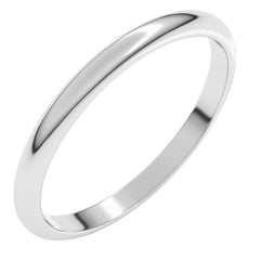 14K White Gold 2 mm Half Round Band Size 12