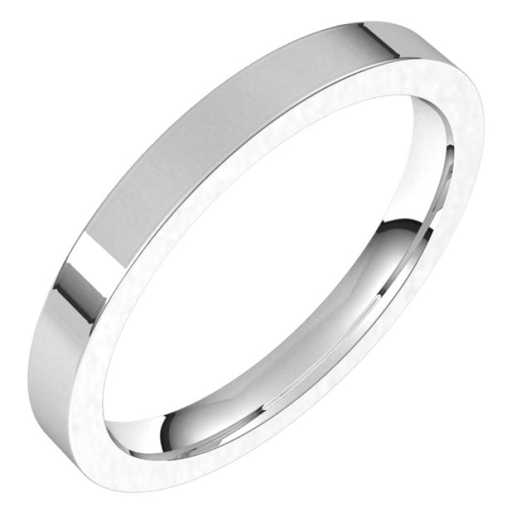 14K White Gold 2.5 mm Comfort-Fit Flat Band Size 7.5