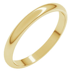 14K Yellow Gold 2.5 mm Half Round Band Size 3.5