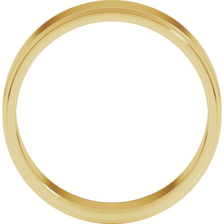 14K Yellow Gold 6 mm Stepped-Edge Flat Band Size 10
