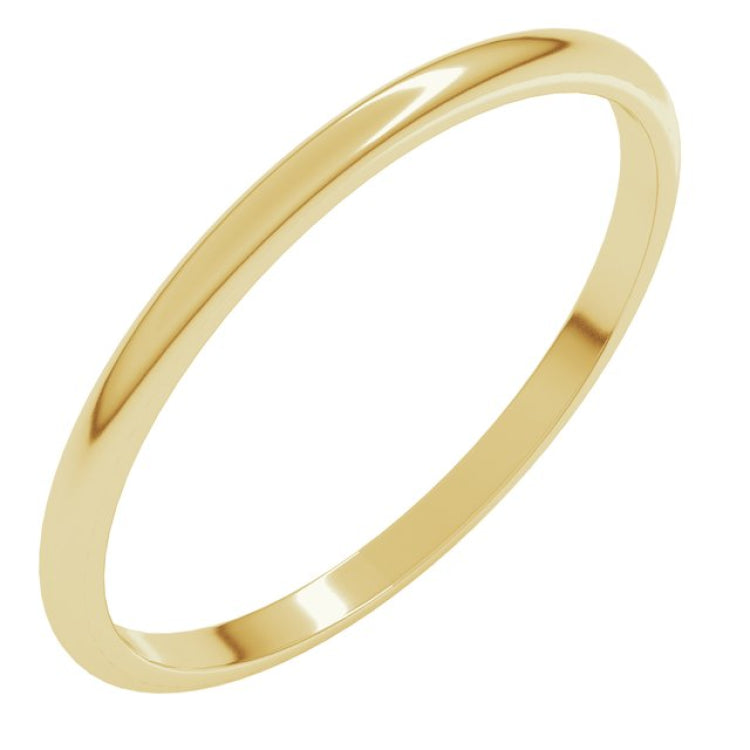 14K Yellow Gold 1.5 mm Lightweight Half Round Band Size 4