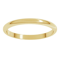 14K Yellow Gold 2 mm Half Round Band Size 5