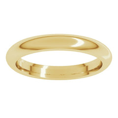 18K Yellow Gold 3 mm Comfort-Fit Half Round Band Size 6