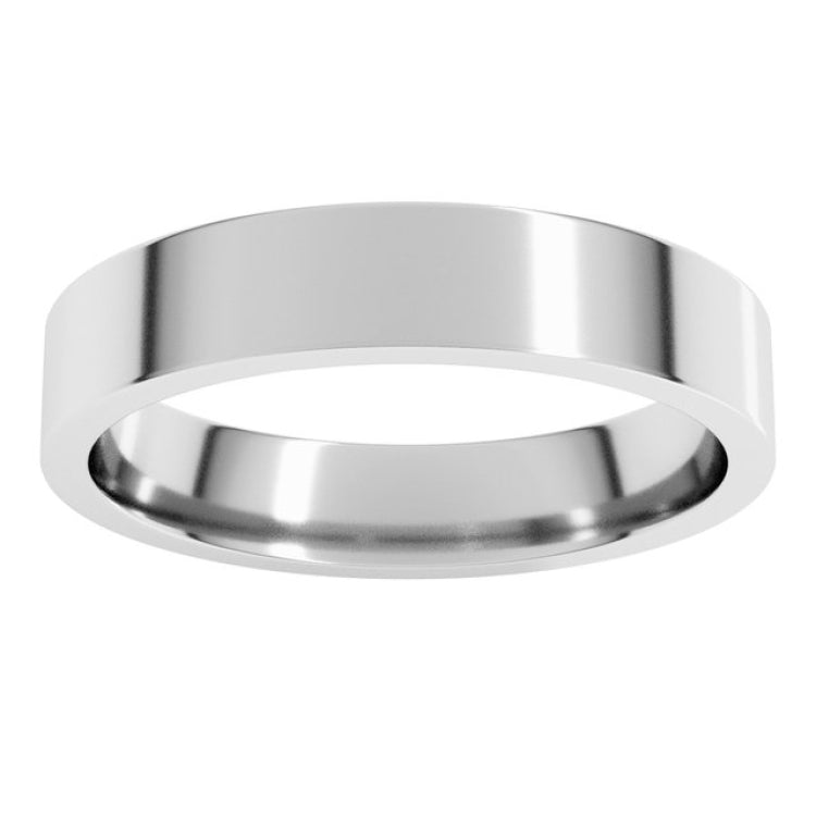 14K White Gold 4 mm Lightweight Comfort-Fit Flat Band Size 7