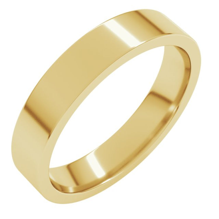 18K Yellow Gold 4 mm Lightweight Comfort-Fit Flat Band Size 8