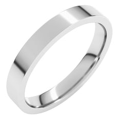 14K White Gold 3 mm Flat Comfort Fit Light Band Size 10