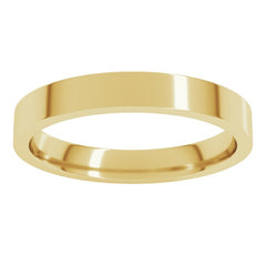 14K Yellow Gold 3 mm Flat Comfort Fit Light Band Size 7.5