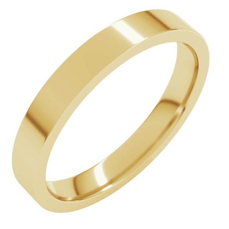 18K Yellow Gold 3 mm Flat Comfort Fit Light Band Size 9.5