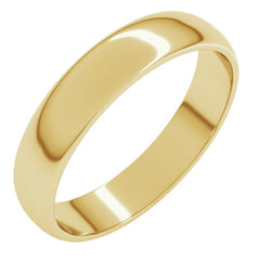 14K Yellow Gold 4 mm Lightweight Half Round Band Size 5
