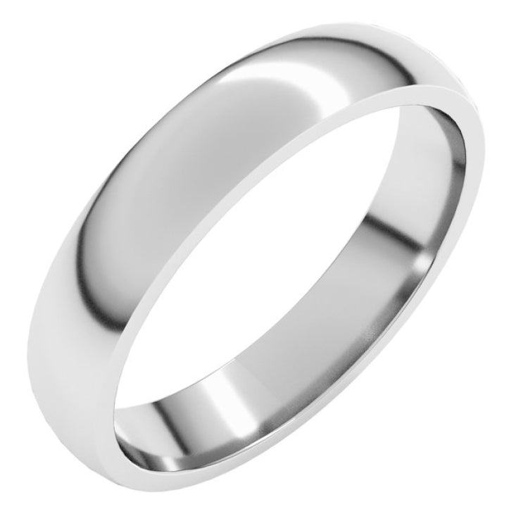 10K White Gold 4 mm Lightweight Comfort-Fit Half Round Band Size 11