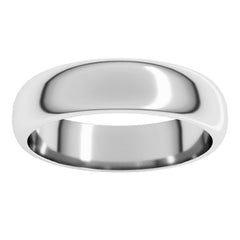 10K White Gold 5 mm Half Round Band Size 12