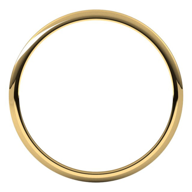 14K Yellow Gold 1 mm Lightweight Half Round Band Size 8