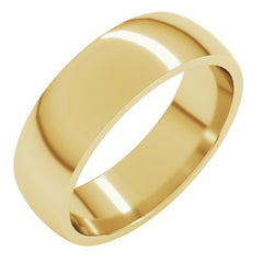 14K Yellow Gold 6 mm Lightweight Comfort-Fit Half Round Band Size 20