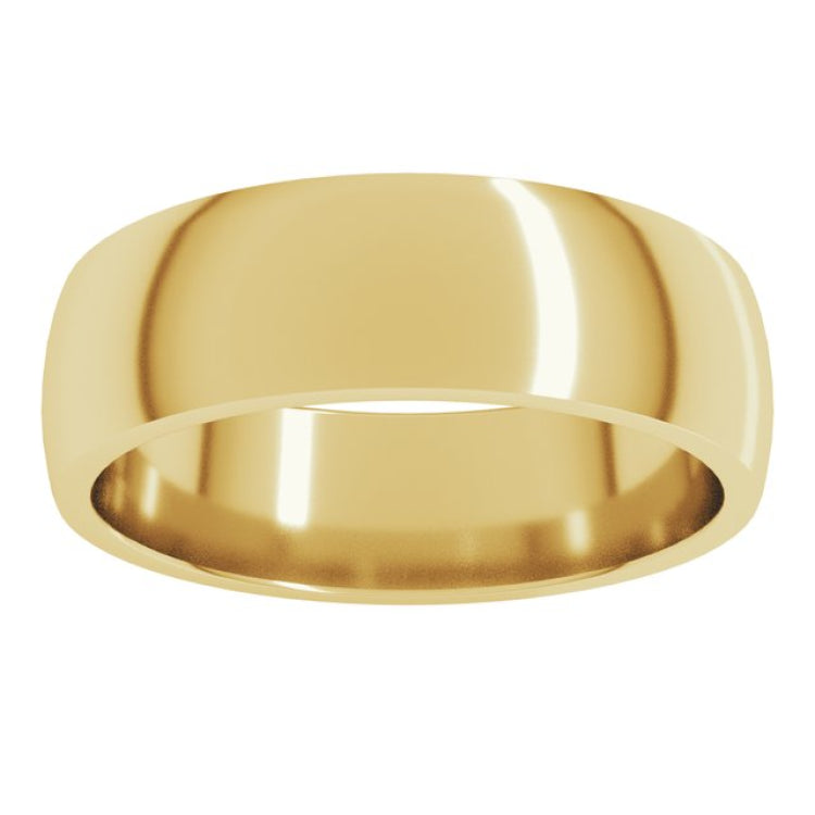 14K Yellow Gold 6 mm Lightweight Comfort-Fit Half Round Band Size 12.5