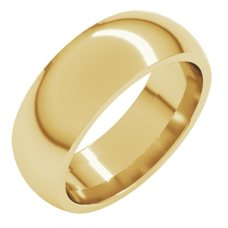 18K Yellow Gold 7 mm Comfort-Fit Half Round Band Size 10