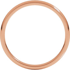 14K Rose Gold 2 mm Lightweight Comfort-Fit Half Round Band Size 5