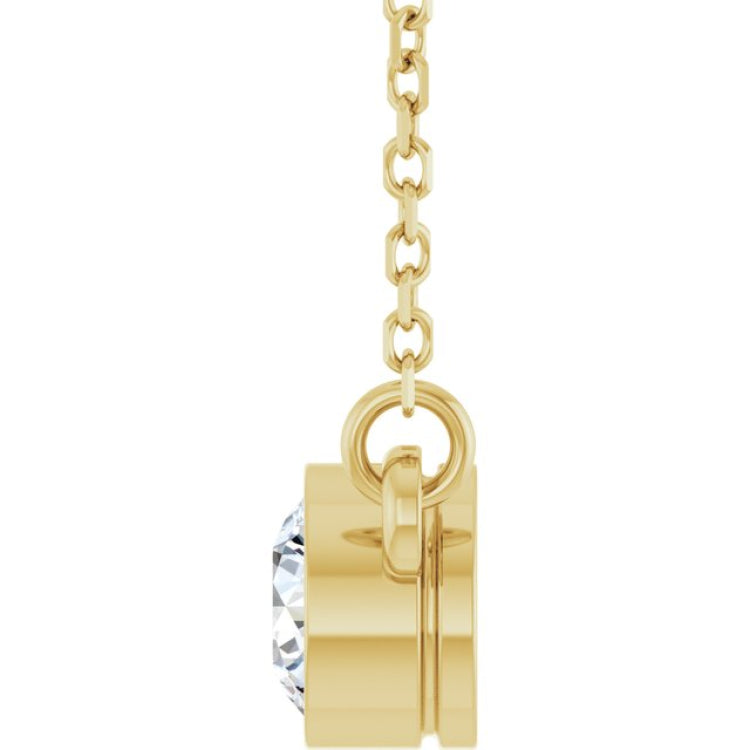 14K Yellow Gold 1/3 CT Natural Diamond Solitaire 18" Necklace