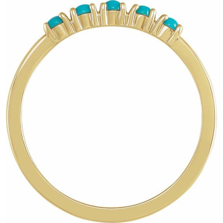 14K Yellow Gold Natural Turquoise Cabochon Stackable Ring