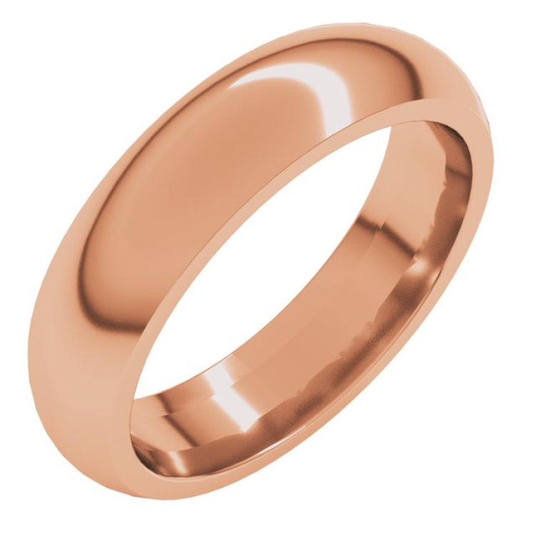 14K Rose Gold 5 mm Comfort-Fit Half Round Band Size 8
