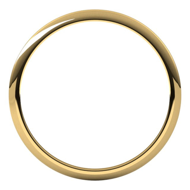 14K Yellow Gold 1 mm Half Round Band Size 2.5