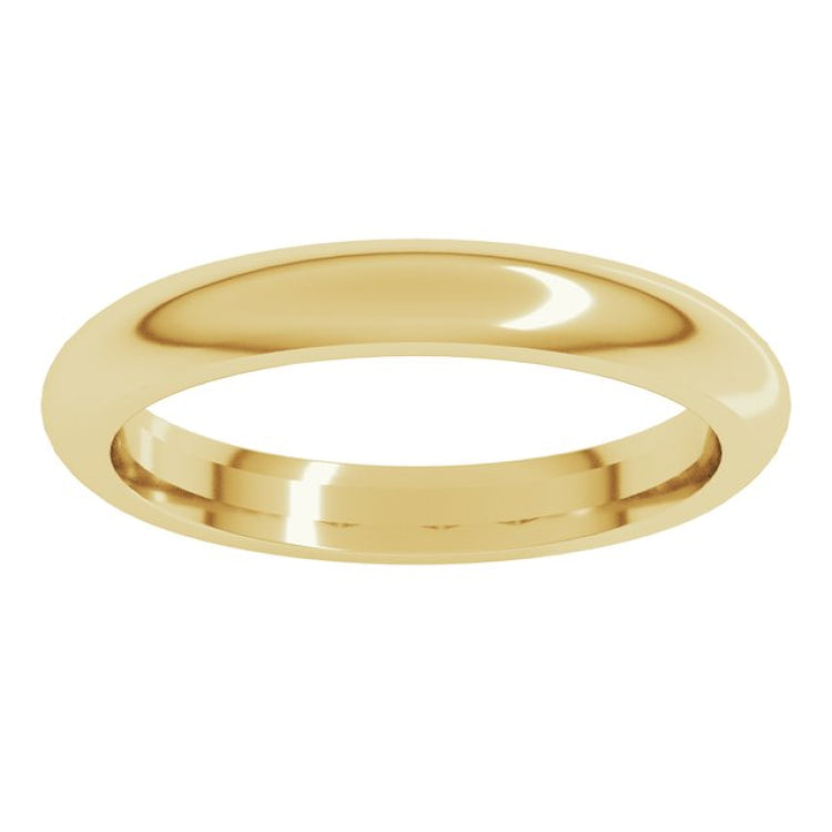18K Yellow Gold 3 mm Comfort-Fit Half Round Band Size 6.5