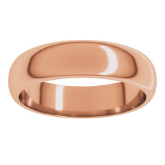 14K Rose Gold 5 mm Half Round Band Size 10.5