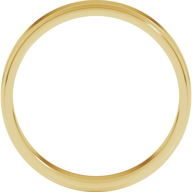 14K Yellow Gold 4 mm Stepped-Edge Flat Band Size 11