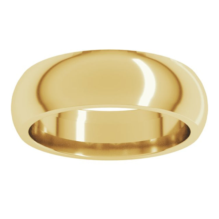 18K Yellow Gold 6 mm Comfort-Fit Half Round Band Size 8.5