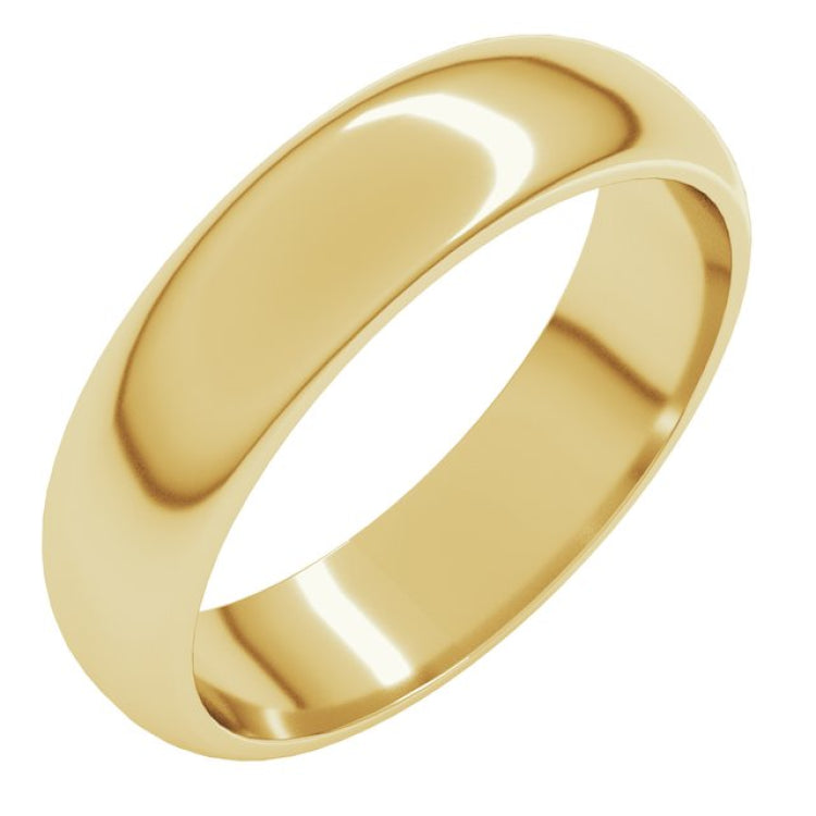 14K Yellow Gold 5 mm Half Round Band Size 13