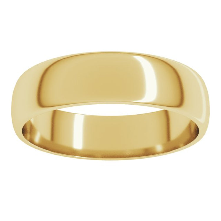 10K Yellow Gold 5 mm Lightweight Half Round Band Size 6.5