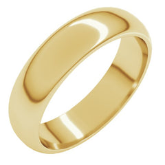 14K Yellow Gold 5 mm Half Round Band Size 4.5