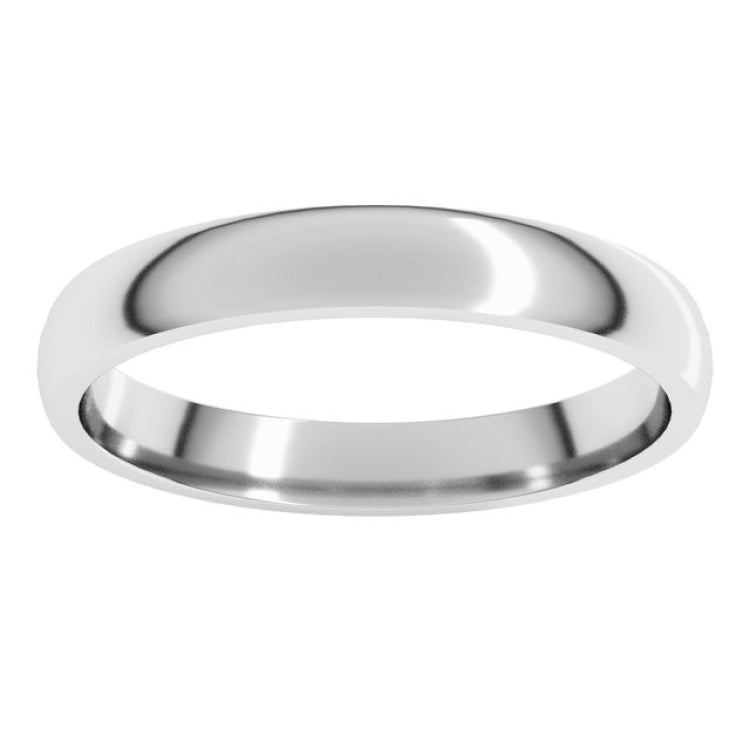 14K White Gold 3 mm Lightweight Comfort-Fit Half Round Band Size 5