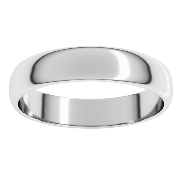 10K White Gold 4 mm Lightweight Half Round Band Size 7