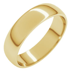 18K Yellow Gold 5 mm Lightweight Half Round Band Size 9.5