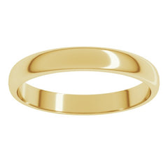 10K Yellow Gold 3 mm Lightweight Half Round Band Size 7
